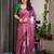 Ready pleated satin silk blend saree with unstitched blouse