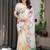 Women's pre-draped satin silk blend saree with unstitched blouse
