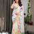 Women's pre-draped satin silk blend saree with unstitched blouse
