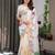 Women's pre-draped satin silk blend saree with unstitched blouse