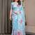 Women's readymade designer satin silk blend saree with blouse piece