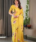 Wedding readymade satin silk blend saree with unstitched blouse