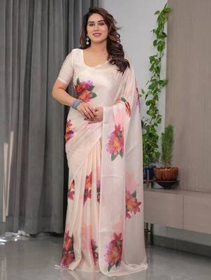 Women's readymade party wear satin silk blend saree 1