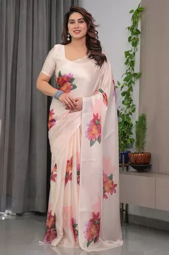 Women's readymade party wear satin silk blend saree