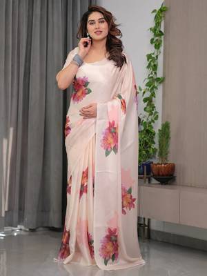 Women's readymade party wear satin silk blend saree 3