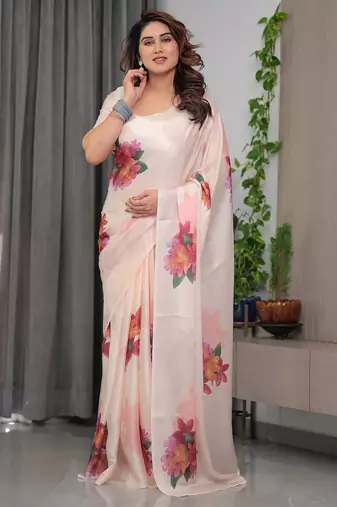 Women's readymade party wear satin silk blend saree