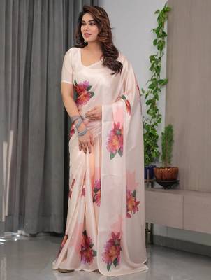 Women's readymade party wear satin silk blend saree 4
