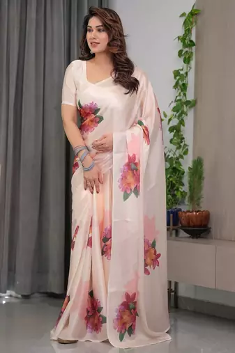 Women's readymade party wear satin silk blend saree