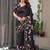 Readymade satin silk blend saree with plain unstitched blouse