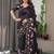 Readymade satin silk blend saree with plain unstitched blouse