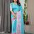 Soft satin silk blend readymade saree with unstitched blouse