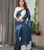 Readymade satin silk blend saree for women with blouse