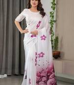 Premium pre-stitched satin silk blend saree with unstitched blouse