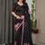 Women's ready pleated satin silk blend saree with blouse