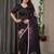 Women's ready pleated satin silk blend saree with blouse