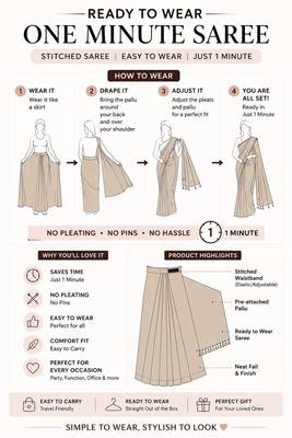 Designer ready wear satin silk blend saree with unstitched blouse 5