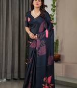Women's luxury readymade satin silk blend saree with blouse