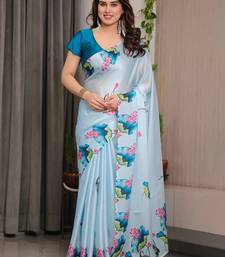 Premium ready wear satin silk blend saree with unstitched blouse