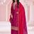Pinkish red embroidered vichitra semi-stitched salwar suit