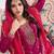 Pinkish red embroidered vichitra semi-stitched salwar suit