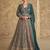 Green embroidered georgette free size stitched anarkali suit