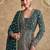 Green embroidered georgette free size stitched anarkali suit