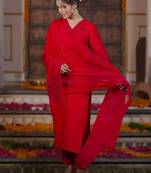 Women Embroidered Regular Sequined Kurta with Trousers & With Dupatta