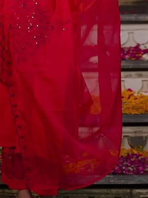 Women Embroidered Regular Sequined Kurta with Trousers & With Dupatta 6
