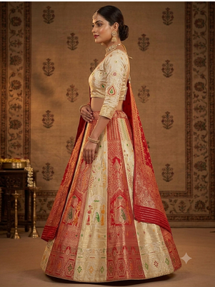 Red embroidered sequin lehenga choli with blouse 2