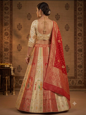 Red embroidered sequin lehenga choli with blouse 3