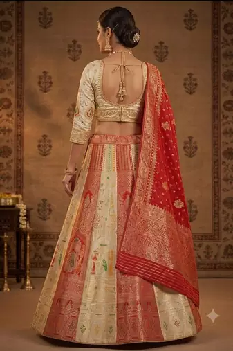 Red embroidered sequin lehenga choli with blouse