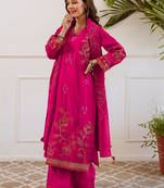 Women Ethnic Motifs Embroidered Regular Thread Work Kurta with Palazzos & With Dupatta