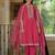 Embroidered Notch A-Line Kurta With Trousers & Dupatta