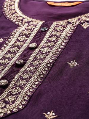 Ethnic Motifs Embroidered Regular Sequinned Kurta with Sharara & Dupatta 2