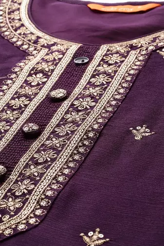 Ethnic Motifs Embroidered Regular Sequinned Kurta with Sharara & Dupatta