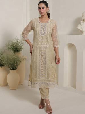 Women Solid Kurta with Trouser& With Dupatta 5