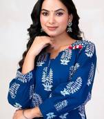 Women Ethnic Motifs Printed Regular Beads and Stones Pure Cotton Kurta with Trousers