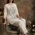 Women Ethnic Motifs Embroidered Regular Thread Work Pure Cotton Kurti with Trousers
