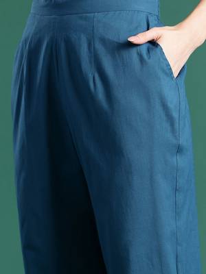 Striped Pure Cotton Kurta With Trousers & Dupatta 3