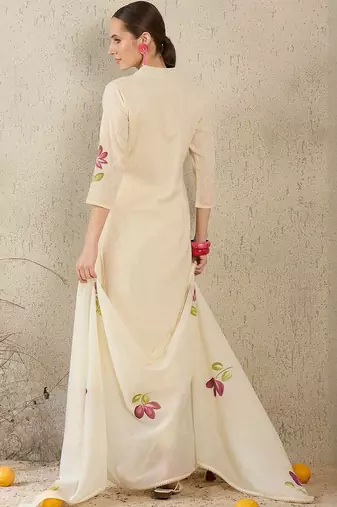 Women Floral Printed Regular Pure Cotton Straight Kurta with Trousers & Dupatta