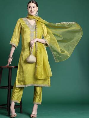 Women Ethnic Motifs Embroidered Regular Thread Work Kurta with Trousers & With Dupatta 2