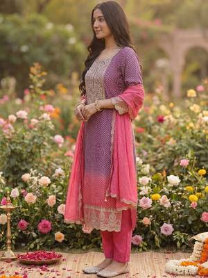 Women Ethnic Motifs Printed Regular Thread Work Kurta with Trousers & With Dupatta 6