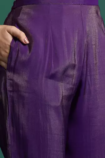 Women Ethnic Motifs Jacquard Zari Kurta with Trousers & With Dupatta