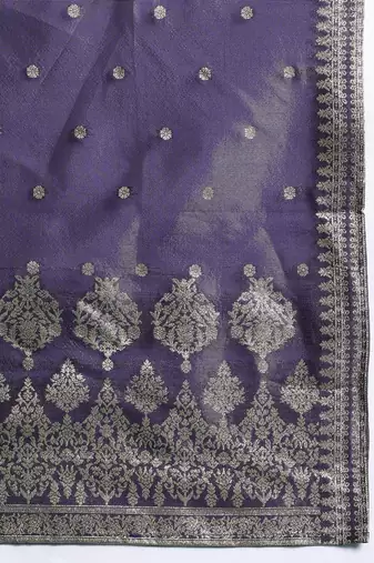 Women Ethnic Motifs Jacquard Zari Kurta with Trousers & With Dupatta
