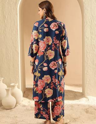 Women Floral Printed Regular Kurta with Palazzos 6