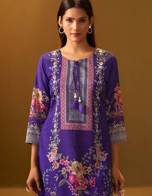 Women Floral Printed Regular Mirror Work Kurta with Trousers & With Dupatta 3