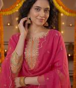 Women Ethnic Motifs Embroidered Regular Thread Work Kurta with Trousers & With Dupatta