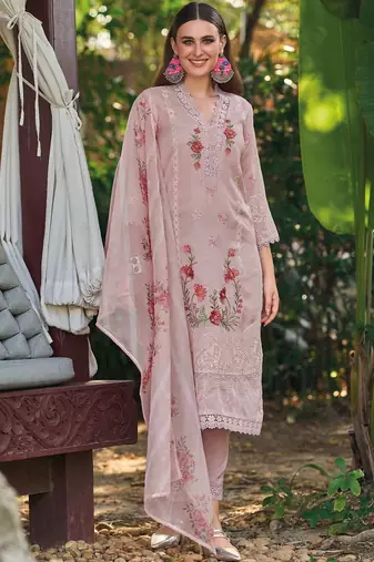 Women Floral Embroidered Regular Thread Work Kurta with Trousers & With Dupatta