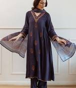 Women Ethnic Motifs Embroidered Regular Thread Work Kurta with Trousers Dupatta