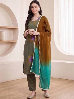 Women Ethnic Motifs Printed Regular Pure Cotton Kurta with Trousers & With Dupatta 1